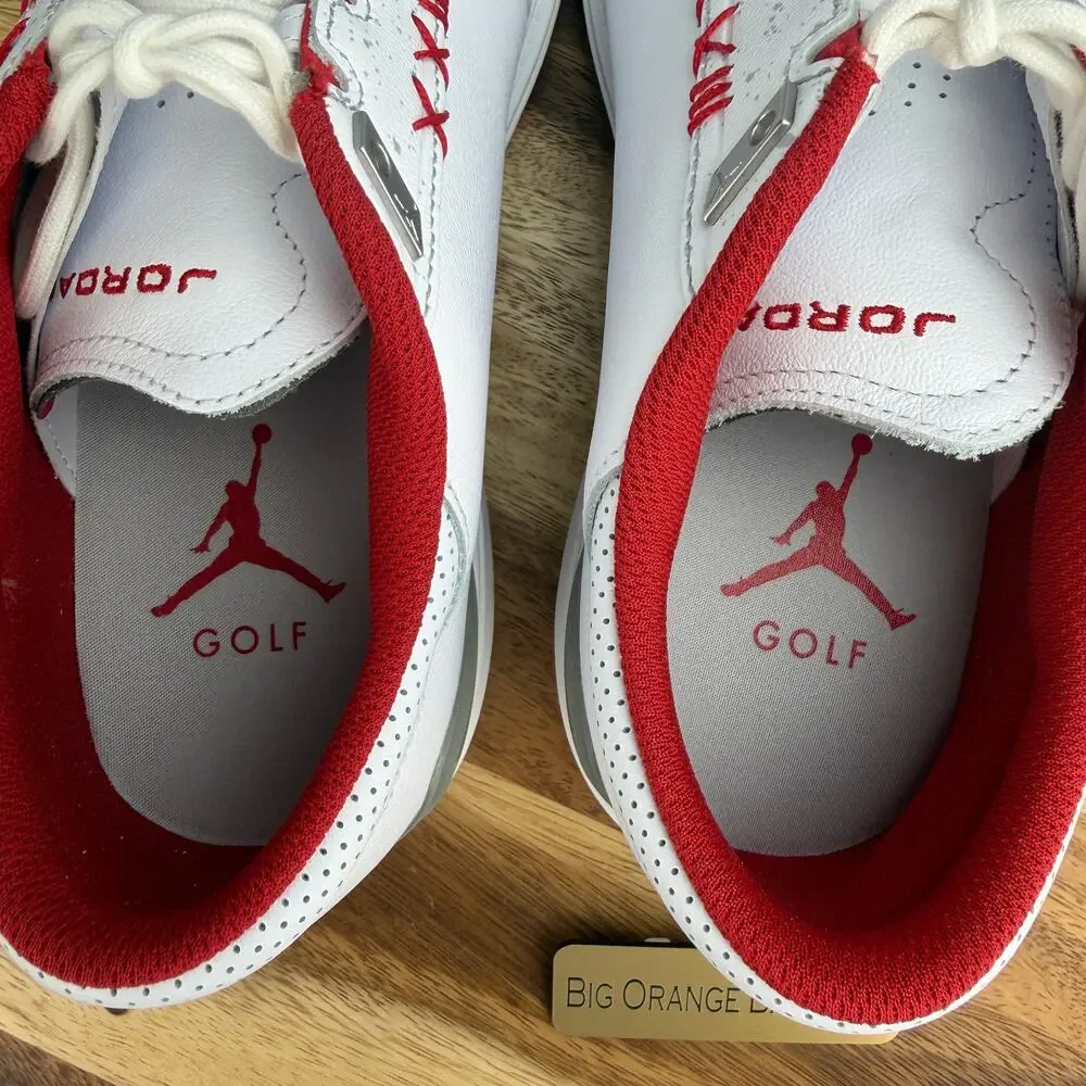 Nike Air Jordan ADG 5 White Fire Red Golf Shoes (FQ6642-101) Men's Size 10 New